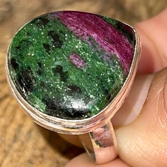 Anyolite Ruby Zoisite Ring Size 7 1/2 - Picture 5 of 14